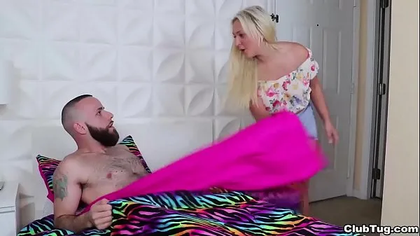 Watch clubtug-Blonde slut jerks off a naked dude warm Clips
