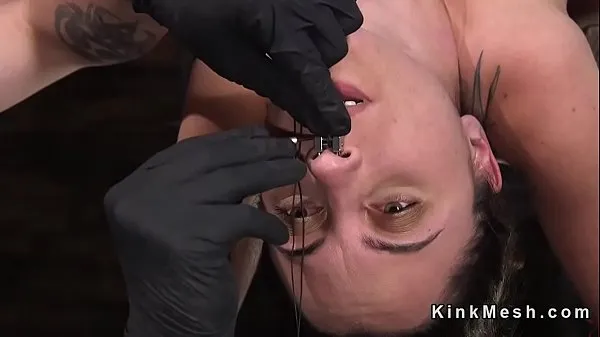 Tonton Slave bent over strapped with hair pulled back Klip hangat