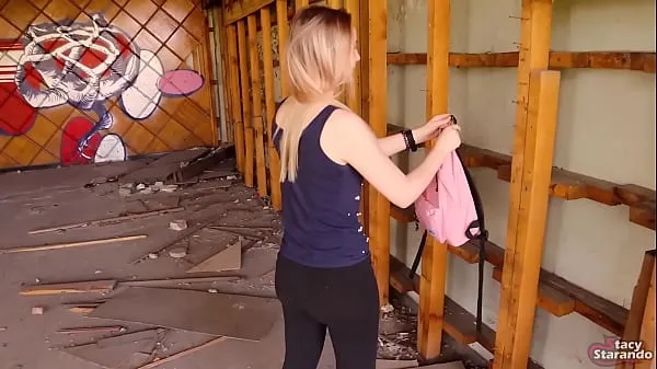 Watch Stranger Cum In Pussy of a Teen Student Girl In a Destroyed Building warm Clips