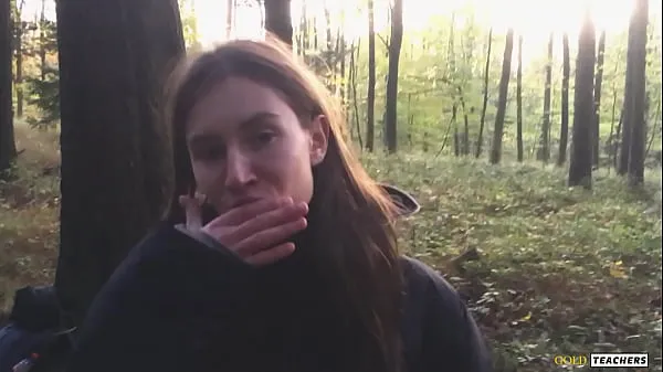 Watch Young shy Russian girl gives a blowjob in a German forest and swallow sperm in POV (first homemade porn from family archive warm Clips