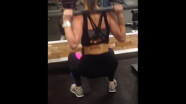 Watch Blonde MILF 97 - training in leggings at the gym warm Clips