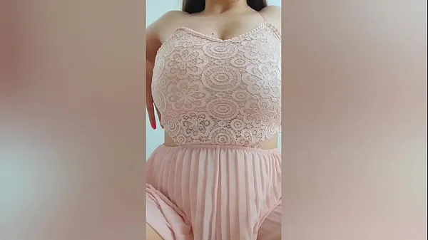Watch Young cutie in pink dress playing with her big tits in front of the camera - DepravedMinx warm Clips